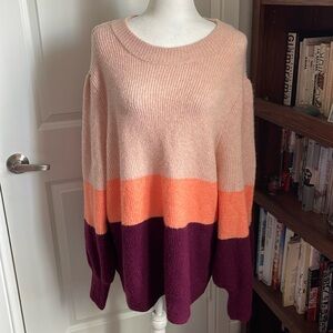 Ava & Viv Cozy Oversized Colorblock Sweater - Size 2X
